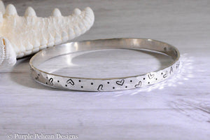 Sterling Silver Bangle - A sister is God's way of making sure we never walk alone - Purple Pelican Designs
