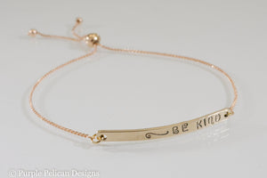 Be Kind Adjustable Two Tone 14k Gold Bracelet - Purple Pelican Designs