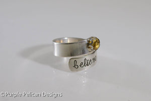 Sterling Silver Believe Ring With Gemstone - Purple Pelican Designs