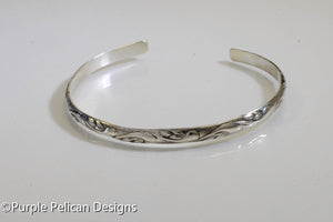 Sterling Silver Bracelet - Bird Of Paradise Pattern - Purple Pelican Designs