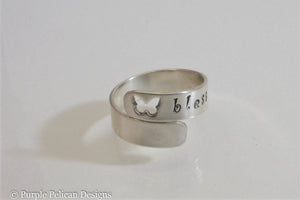 Blessed Sterling Silver Wrap Ring - Purple Pelican Designs
