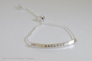 Breathe - Adjustable Sterling Silver Bracelet - Purple Pelican Designs