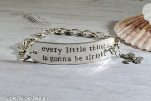 Bob Marley song lyrics chain bracelet - every little thing is gonna be alright - Purple Pelican Designs