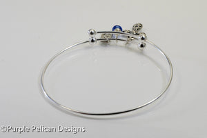 Sterling Silver Expandable Bangle Personalized With Cross - Purple Pelican Designs