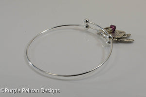 Personalized Dancers Sterling Silver Expandable Bangle - Purple Pelican Designs