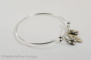 Sterling Silver Expandable Bangle - Loved - Purple Pelican Designs