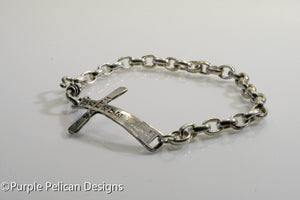 Sterling Silver Cross Bracelet - Hand Stamped - Purple Pelican Designs