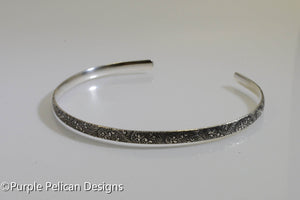 Sterling Silver Cuff Bracelet With a Tiny Floral Pattern - Purple Pelican Designs
