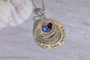 Sterling Silver Graduation Necklace - Go Confidently In The Direction Of Your Dreams... - Purple Pelican Designs