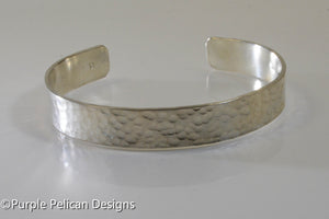 Sterling Silver Hammered Cuff Bracelet - Purple Pelican Designs