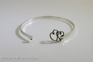 Sterling Silver Cousin Hinged Bangle - Miles cannot separate the hearts of cousins - Purple Pelican Designs