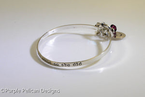 She Believed She Could So She Did Sterling Silver Hinged Bangle - Purple Pelican Designs