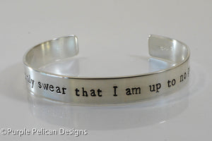 I solemnly swear that I am up to no good - Hand Stamped Bracelet - Purple Pelican Designs