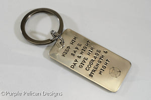 Firefighter/Police/Military keychain - Keep him safe day and night... - Purple Pelican Designs
