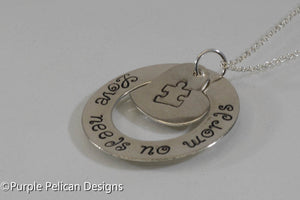 Love Needs No Words Autism Awareness Necklace - Purple Pelican Designs