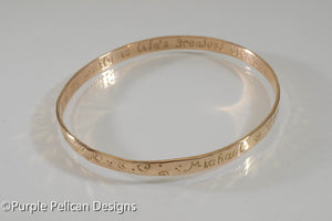 18k Solid Gold Mother's Bangle - Personalized - Purple Pelican Designs
