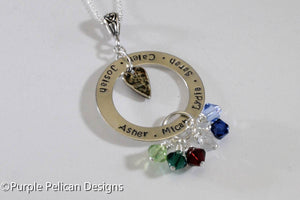 Mother's Pendant - Personalized with Birthstones - Purple Pelican Designs