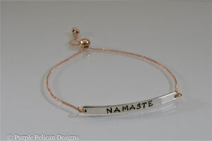 Namaste Adjustable Gold and Sterling Silver Bracelet - Purple Pelican Designs