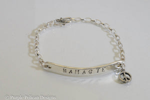 Namaste Sterling Silver Chain Bracelet - Purple Pelican Designs