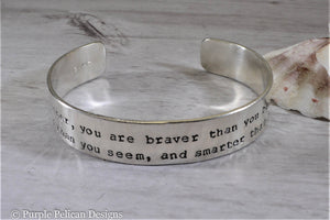 Pooh quote bracelet - Remember you are braver than you believe stronger than you seem... - Purple Pelican Designs