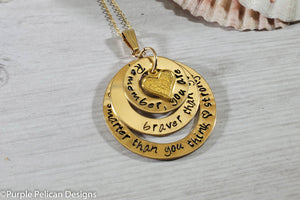 14k Gold Filled You are braver than you believe, stronger than you seem...Pooh Quote Necklace - Purple Pelican Designs