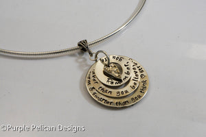 You are braver than you believe, stronger than you seem...Pooh Quote Sterling Silver Pendant  Necklace - Purple Pelican Designs