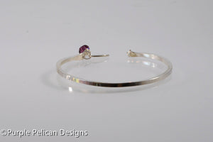 Solid Gold or Sterling Silver Narrow Runners Reverse Cuff Bracelet - Personalized with distance - Purple Pelican Designs