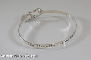 See The Able Not The Label - Autism Awareness Hinged Bangle - Purple Pelican Designs