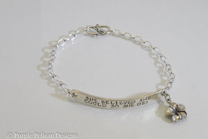 She Believed She Could So She Did Sterling Silver Chain Bracelet - Purple Pelican Designs