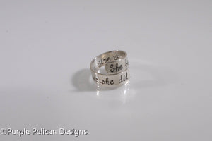 She believed she could so she did - ring - Purple Pelican Designs