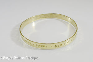 18k Solid Gold Bangle Soul of a Gypsy Heart of a Hippie Spirit of a Fairy - Purple Pelican Designs