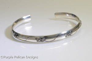 Sterling Silver Embossed Floral Cuff Bracelet - Purple Pelican Designs
