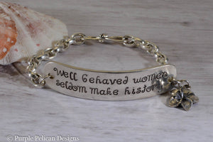 Well Behaved Women Seldom Make History Sterling Silver Chain Bracelet - Purple Pelican Designs
