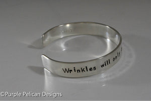 Song lyrics bracelet - Wrinkles will only go where the smiles have been - Purple Pelican Designs