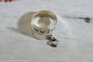 WWJD What Would Jesus Do Sterling Silver Charm Ring - Purple Pelican Designs
