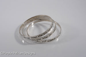 Sterling Silver Bangle Set - Pooh Quote - You are braver than you believe... - Purple Pelican Designs