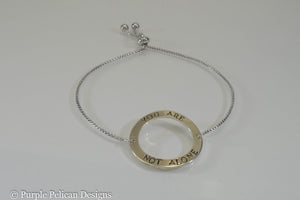 You Are Not Alone Adjustable Sterling Silver Bracelet - Purple Pelican Designs