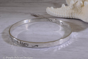 F---K CANCER Sterling Silver Bangle - You are stronger than you know - Purple Pelican Designs
