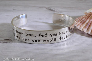 Dr. Seuss graduation quote bracelet - You're on your own... - Purple Pelican Designs