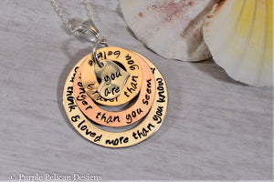 Gold and Sterling Silver Necklace - You are braver than you believe, stronger than you seem...Pooh Quote Necklace - Purple Pelican Designs