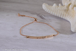 Be Kind Adjustable Two Tone 14k Gold Bracelet - Purple Pelican Designs