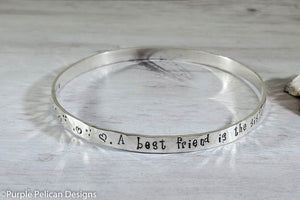 Sterling Silver Bangle - A best friend is the sister that God forgot to give you - Purple Pelican Designs