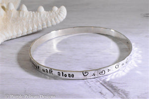 Sterling Silver Bangle- A Cousin Is God's Way Of Making Sure We Never Walk Alone - Purple Pelican Designs