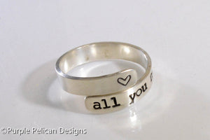 All You Need Is Love Sterling Silver Ring - Purple Pelican Designs