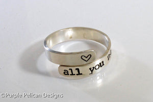 All You Need Is Love Sterling Silver Ring - Purple Pelican Designs