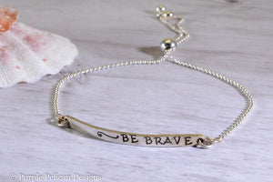 Be Brave Adjustable Sterling Silver Bracelet - Purple Pelican Designs