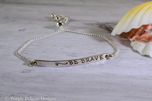 Be Brave Adjustable Sterling Silver Bracelet - Purple Pelican Designs