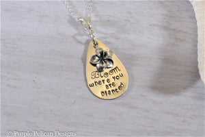 Bloom Where You Are Planted Sterling Silver Necklace - Purple Pelican Designs