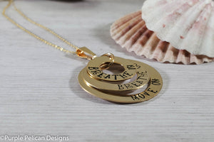 Gold Filled Breathe in, Breathe out, Move on Pendant Necklace - Purple Pelican Designs