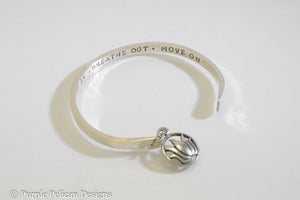 Breathe In Breathe Out Move On Solid Gold or Sterling Silver Reverse Cuff - Purple Pelican Designs